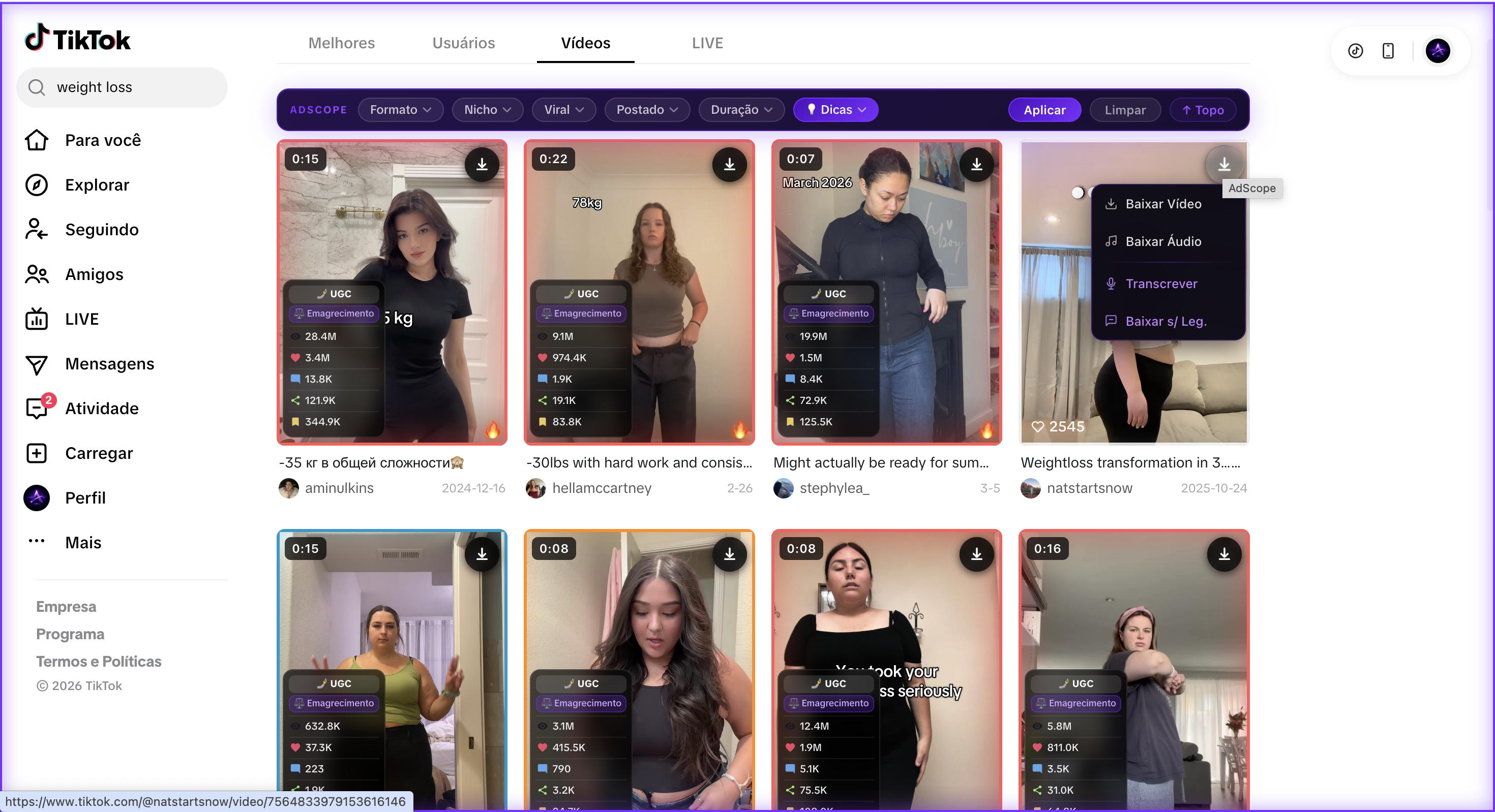 AdScope em ação no TikTok